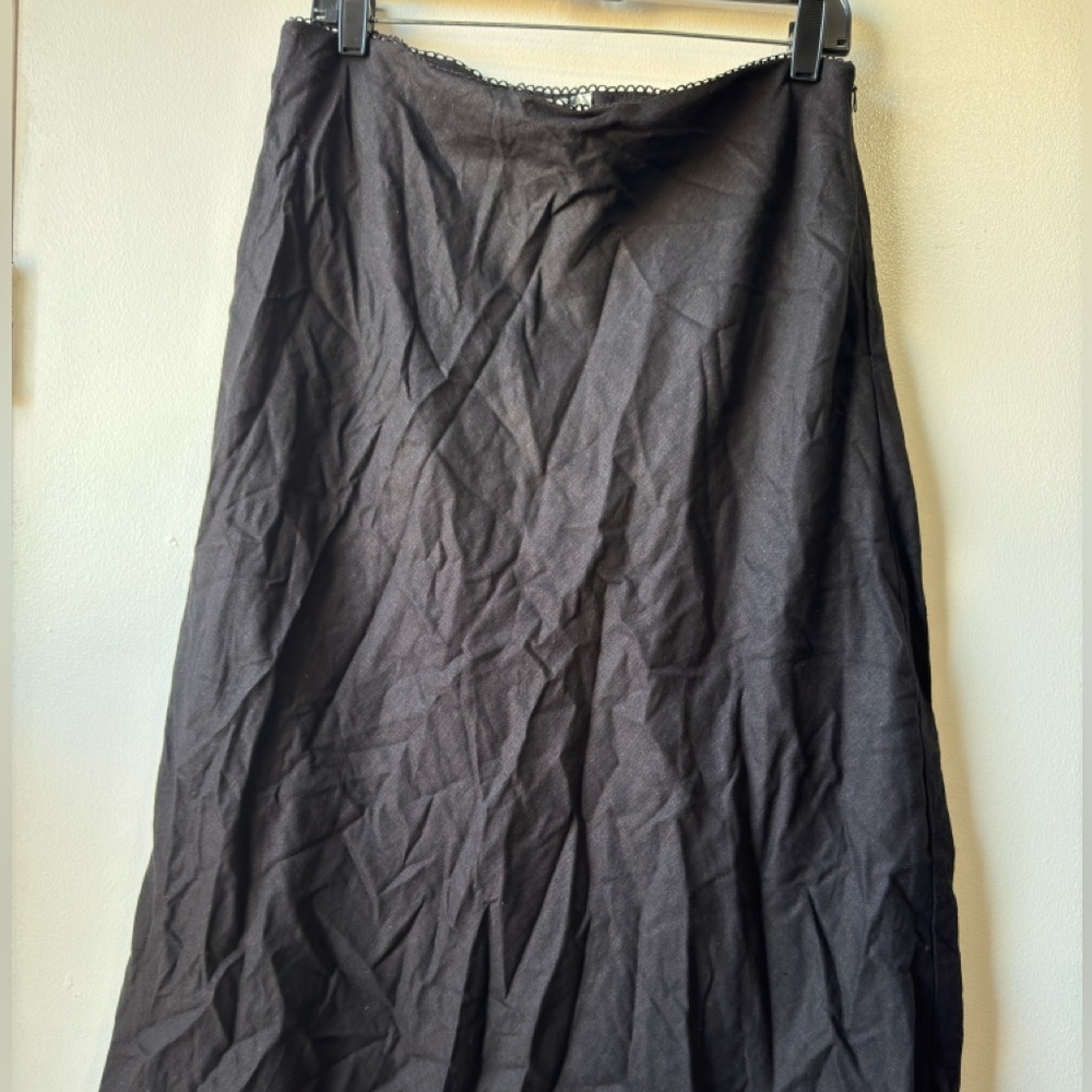 Joie Black Linen Blend Straight Skirt Sz 12 - Picture 2 of 8